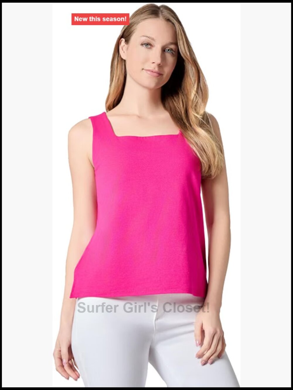 Women's Sleeveless Square Neck Tank Top Cotton Spandex Blouse